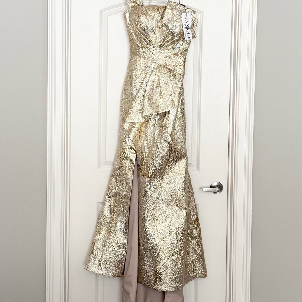 Janique Off-Shoulder High-Slit Gown NWT